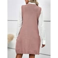 thumbnail image 3 of Weardear Women Vest Dress Knit Sweater Dresses Oversized V Neck Sleevelss Pullover with Pockets, 3 of 5