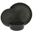 thumbnail image 4 of Gibson Elite Pasco 12 Piece (Service for 4) Plates and Bowls Reactive Glaze Dishes Stoneware Ceramic Dinnerware Set - Black, 4 of 10