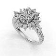 thumbnail image 2 of Earth Jewel Elegant 1.6 Ct Oval Cut Engagement Rings - Floral Halo with Accent Stones - Lab-Created Simulated Diamond - 14K White Gold Plated - Solitaire Prong Setting - Ideal Anniversary Gifts, 2 of 3
