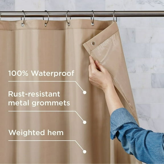 NEWEEN Brown Solid Polyester Shower Liners, 72" x 70"