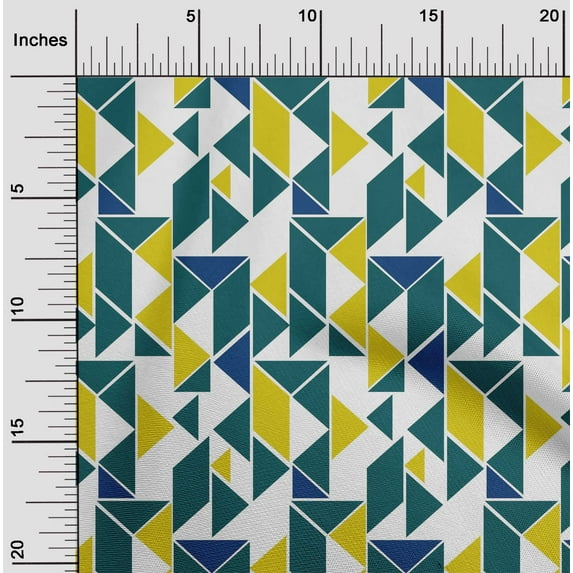 oneOone Viscose Jersey Fabric Parallelogram & Triangle Geometric Print Sewing Fabric BTY 60 Inch Wide