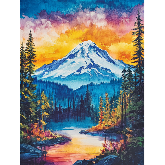 Mountain Sunset Landscape Canvas Painting， Perfect for Living Room， Bedroom， Office， Hotel， and Gallery Wall Decor
