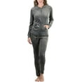 thumbnail image 6 of ToBeInStyle Women's Velour Tracksuit Zip-Up Hooded Jacket and Matching Pants, 6 of 7