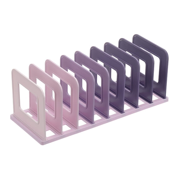 Uxcell Vertical Sorter for Desk, 8 Slots Plastics Adjustable File Organizer Desktop File Sorter Organizer for Office Desk Kitchen Shelf Storage Holder Paper Mail, Purple