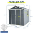 thumbnail image 4 of 6x8 Ft Resin Outdoor Storage Sheds with Floor and Vents, Garden Tool Sheds with Window, Sloping Roof and Lockable Door, Waterproof Organization for Home/Backyard/Lawn Storage, Grey, 4 of 8