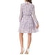 thumbnail image 3 of Vestido de gasa largo de manga larga con cuello de pie y volantes en capas de flores para mujer estilo chic, color púrpura, 3 of 6