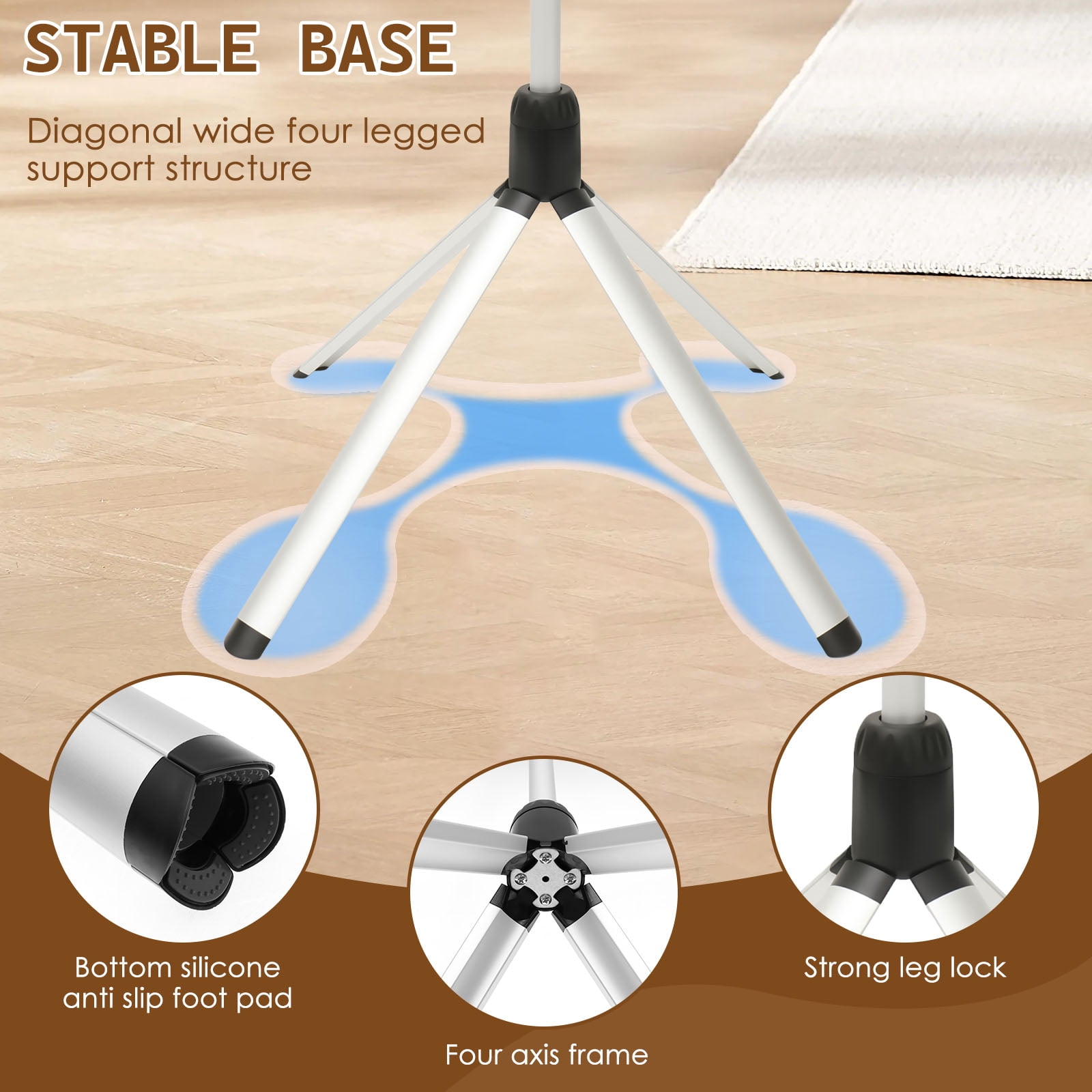 Adjustable Garment Steamer Stand 29" to 58" Height 360° Rotating Clothes Hanger Stand with Tripod Base Foldable Cap and Gown Display Rack for Ironing Drying and Storage, Black