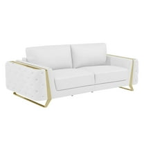 HomeRoots 90" White And Gold Italian Leather Sofa