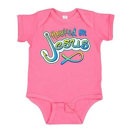 

Inktastic Hooked on Jesus Christian Gift Baby Boy or Baby Girl Bodysuit