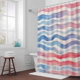 thumbnail image 5 of Watercolors Red Blue Wave Fabric Shower Curtain Modern Art Washable Shower Curtains for Bathroom, Waterproof Bath Curtain with Hooks Home Decor 72x72in, 5 of 8