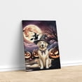 thumbnail image 3 of Spooky Halloween Night Witch Golden Retriever Glowing Pumpkins Vertical Matte Canvas Poster Goldens Dog Lover Gifts Idea Wall Art Home Decor - 12015, 3 of 5