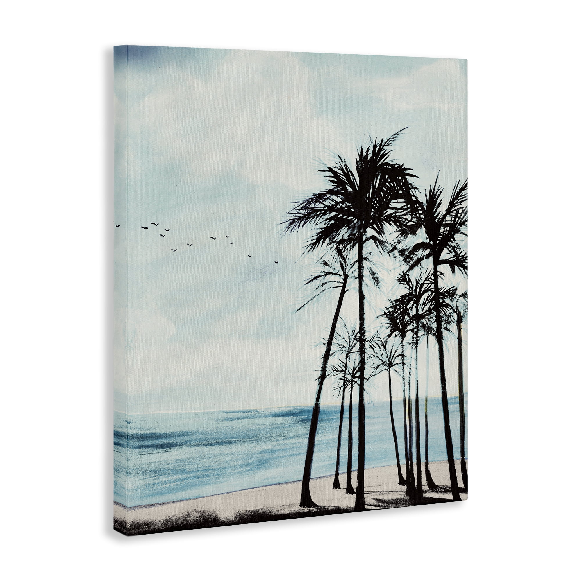 Stupell Industries Summer Beach Silhouette Coastal Painting Gallery Wrapped Canvas Art Print Wall Art, 16 x 20