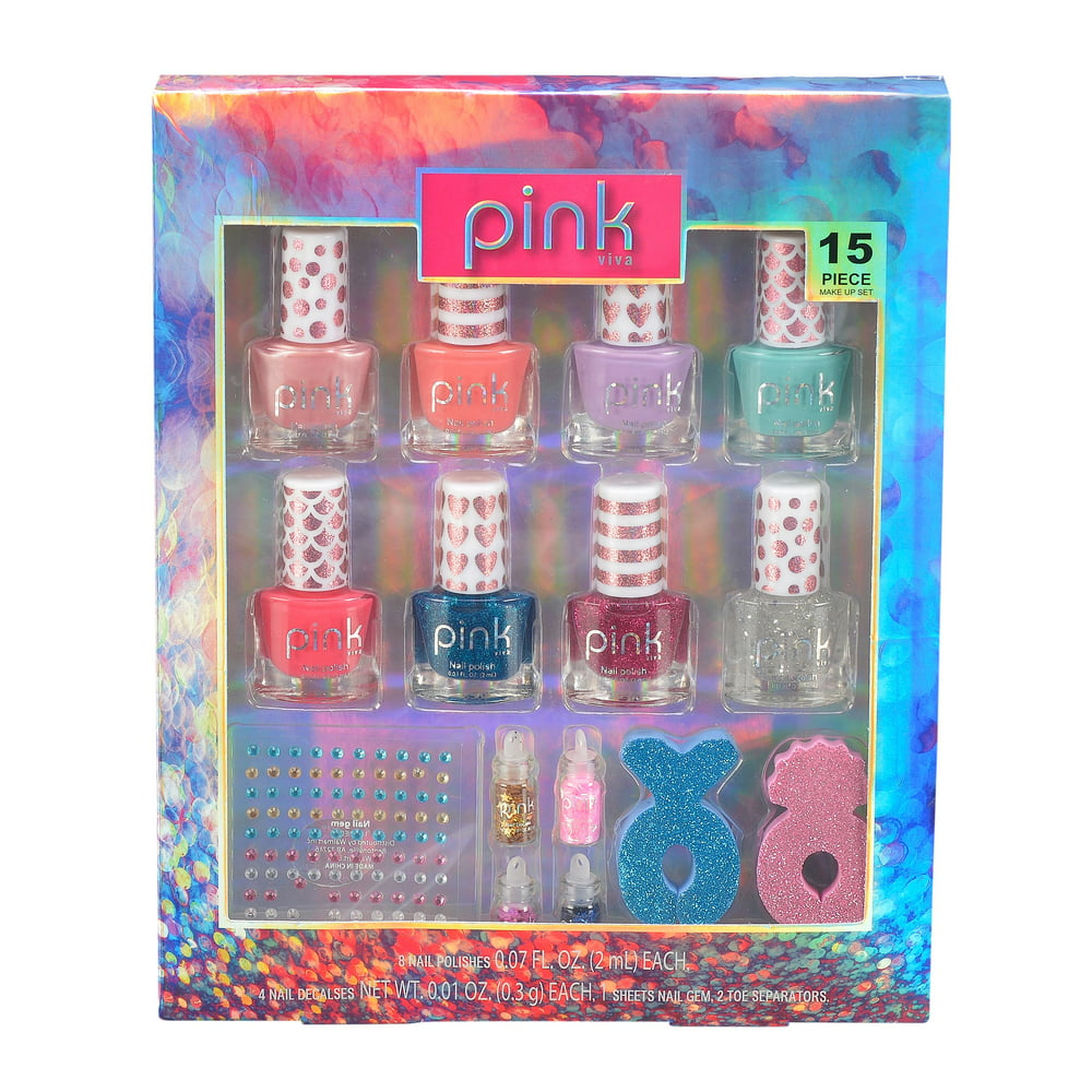 Pink Viva Nail Polish & Nail Art Gift Set, 15 Pieces ($10 Value ...