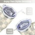 thumbnail image 5 of 40oz Abstract Geometric Plaid Design Stainless Steel Flip Straw Tumbler Spill Proof Travel Cup Double Wall Vacuum Insulated Coffee Mug with Top Handle, 5 of 6