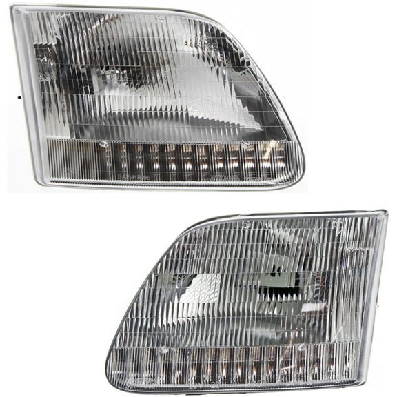Garage-Pro Driver and Passenger Side Headlight for Ford F-150 1997-2003 Halogen With bulb(s) 1997-2000 Style; Built From July 1996 Replaces# 3L3Z13008CA 3L3Z13008DA