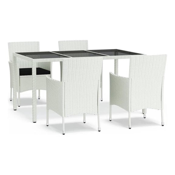 Bowery Hill Contemporary Patio Dining Set White/Black - Set of 4