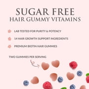 Hair Vitamins Gummies - Sugar Free Hair Growth Support Gummy with Biotin 5000 mcg Per Serving, Vitamin A, B12, C, D, E, Folic Acid - Supports Strong Beautiful Hair and Nails, Vegetarian - 60 Gummies