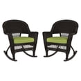 thumbnail image 1 of Jeco Rocker Wicker Chair in Espresso with Green Cushion (Set of 2), 1 of 10
