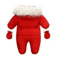 thumbnail image 3 of GYRATEDREAM Baby Winter Snowsuit Warm Hooded Puffy Coat Jacket Footed Romper Infant Jumpsuit with Gloves for Boy Girl 6-24M, 3 of 9