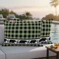 thumbnail image 4 of Sage Green Black Outdoor Waterproof Pillow Covers, Farmhouse Vintage Bear Buffalo Plaid Decorative Rectangle Throw Pillowcase Sofa Cushion Sham for Patio/Couch/Chair, 20"x12" 2 Pack, 4 of 8