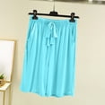 thumbnail image 2 of Gifts Dianli PJs Loungewear Solid Color Casual Elastic Waist Five Quarter Length Lounge Shorts Blend Lightweight Breathable Soft Comfortable Homewear Summer Sleepwear Nightwear Loungewear, 2 of 6