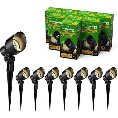 Malibu Projecteur LED 6 Watts, Lot de 8, Éclairage Paysager Extérieur Étanche pour Allée, Cour, Pelouse, Inondation, Jardin, Éclairage Extérieur 8401-2604-08
