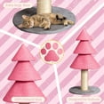 thumbnail image 4 of Tcbosik Pink Christmas Tree Cat Scratcher, 31.5-Inch Cat Scratching Post with Sisal Rope & Soft Gray Fleece Base, Festive Pet Toy for Holiday Decor, 4 of 6