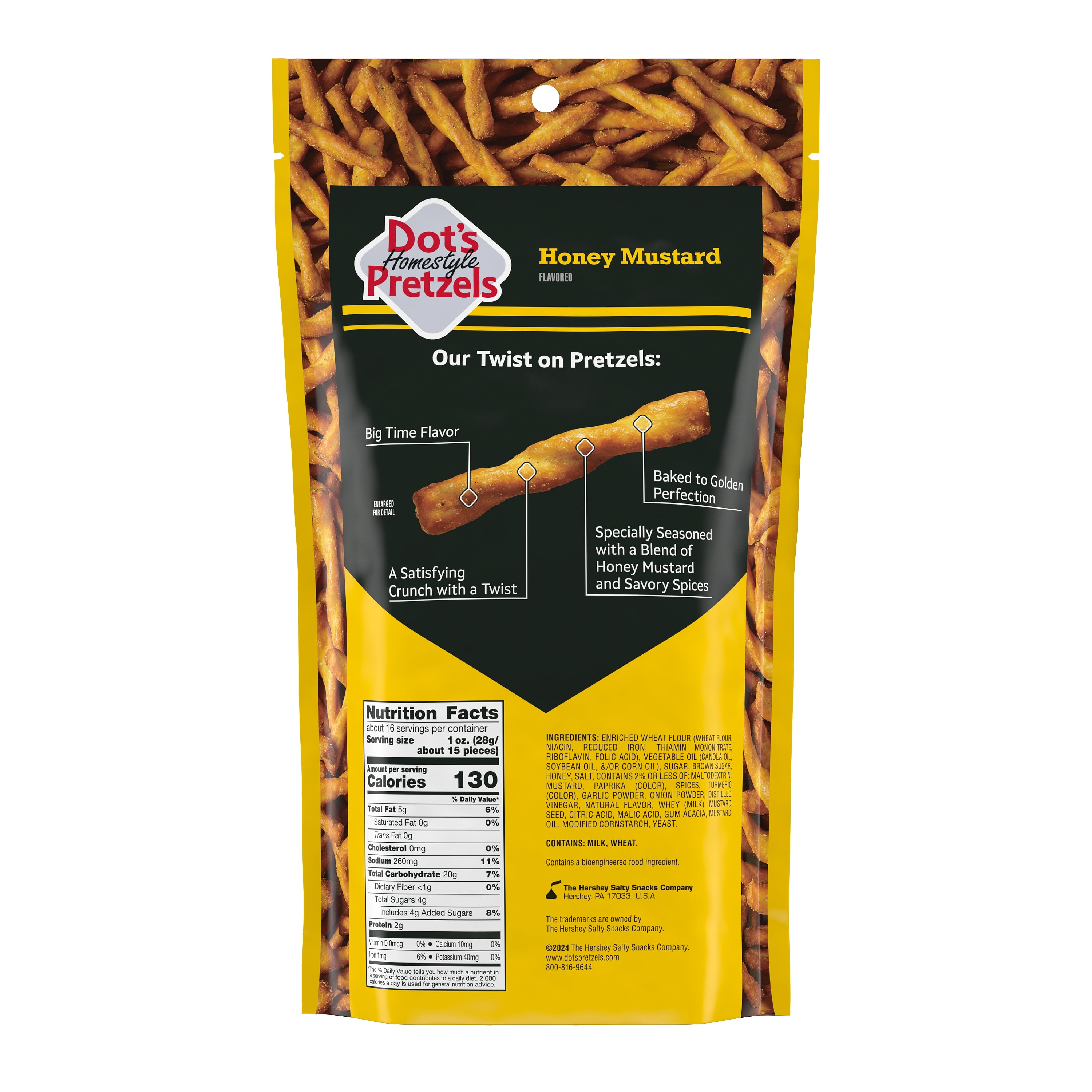 (10 pack) Dot's Pretzels Honey Mustard Seasoned Pretzel Twists Snack, 16 oz