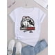 thumbnail image 2 of Camiseta de mujer verano Patrón de Corazón cuello redondoWomen's Dinosaur Graphic Tee - Casual Crew Neck Short Sleeve, Stretchy Polyester Blend, Machine Washable - Perfect for Summer & SportsFather', 2 of 7