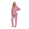 thumbnail image 4 of ANLIQI Women's 100% Cotton Long Sleeve Pajama Sets Button Down Notched Collar Sleepwear Soft Lounge Pjs with Pockets (Dusty Rose,XL), 4 of 8