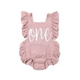 thumbnail image 1 of Letter Print Romper Ruffle Sleeveless Backless Summer Girls Baby Bodysuit, 1 of 7