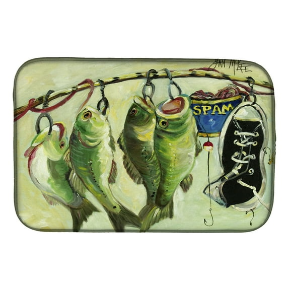 Recession Food Fish caught with Spam Dish Drying Mat