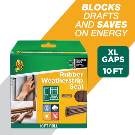 Duck Brand Heavy-Duty Rubber .5" x .31" x 10' Extra Large Gap Weatherstrip Seal Brown