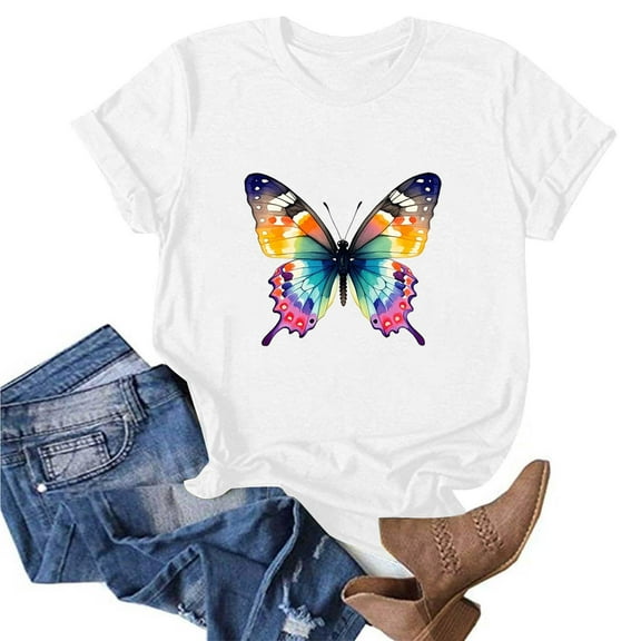 QETYUW Womens Funny Graphic T Shirts Short Sleeve Crew Neck Shirts Loose Fit Comfy Lightweight Shirt Summer Casual Tshirts