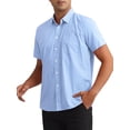 thumbnail image 4 of CAMISAS DE VESTIR A CUADROS INSPIRADORAS PARA HOMBRES, DE ALGODÓN, MANGA CORTA, BOTÓN CON BOLSILLO, CAMISA A CUADROS TAMAÑO S AZUL, 4 of 6