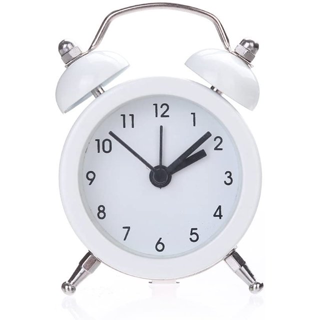 mini reloj despertador de campana doble reloj de escritorio de metal redondo reloj de pie para el hogar habitación cocina oficina blanco Sailing Electrónica