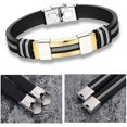 thumbnail image 4 of Pulsera ajustable de acero de titanio Punk para hombre (dorada), pulsera envuelta en silicona, brazalete de acero inoxidable, 4 of 5