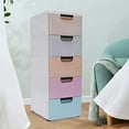 thumbnail image 2 of 5 Drawer Plastic Storage, Narrow Clothes Storage Tower, Toys Closet Drawers Organizer w/Handles&Wheels, Stackable Closet Drawers, Organizer Unit for Bedroom, Hallway- Colorful, 2 of 7