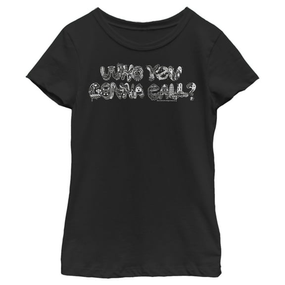 Girl's Ghostbusters Who You Gonna Call Collage  Graphic Tee Black Small