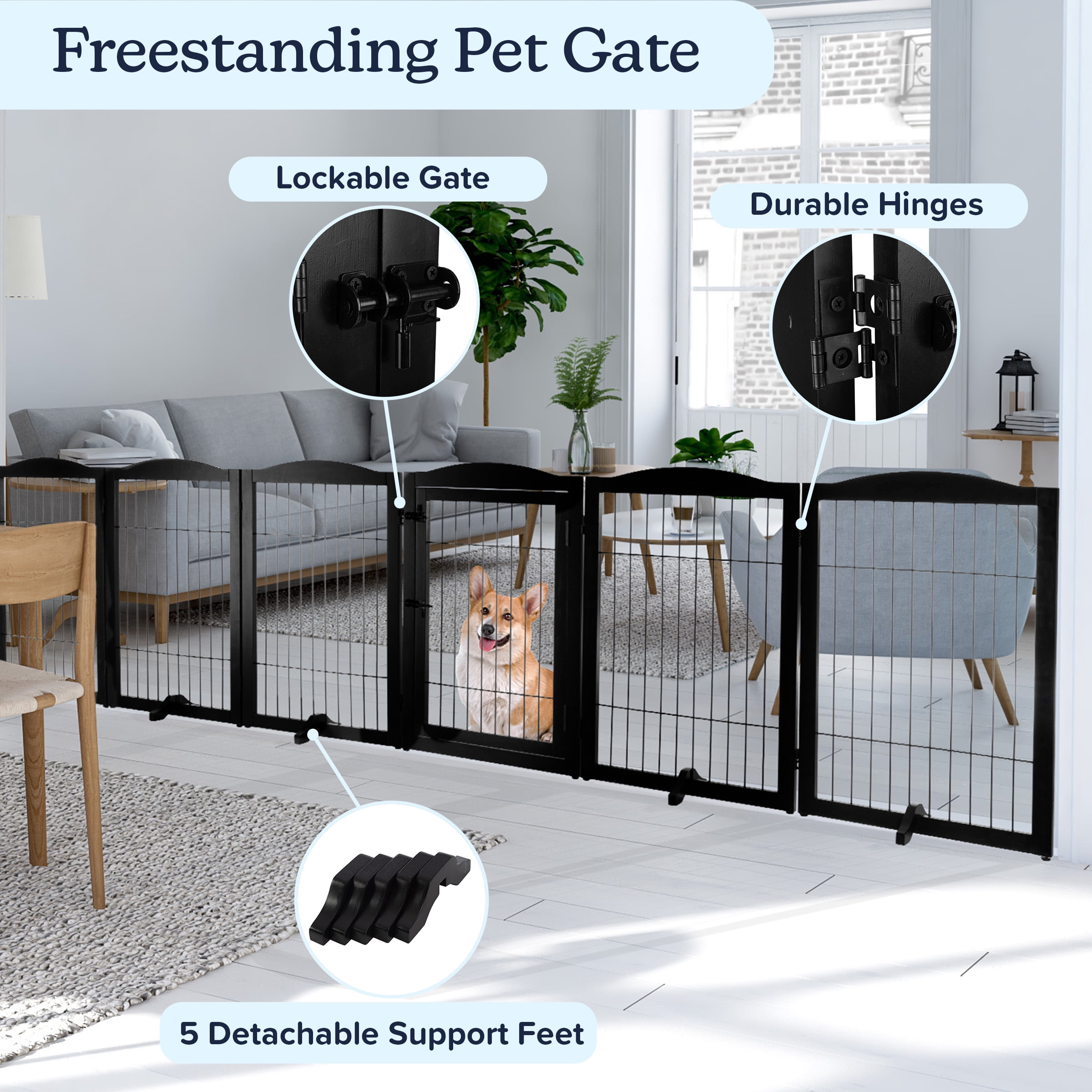 PETMAKER Extra Wide Freestanding Foldable Dog Gate