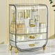 thumbnail image 4 of Organizador de baño de gran capacidad con tapa, estuche de maquillaje, estante de maquillaje versátil. Claro, 4 of 9