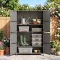 thumbnail image 2 of Costway Outdoor Storage Cabinet with Adjustable Shelves & Anti-Toppling Device for Garden Mix Gray, 2 of 10