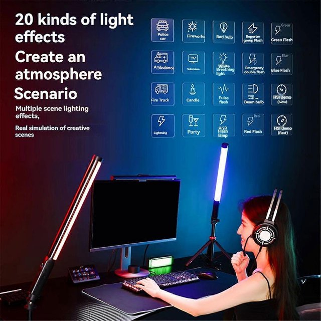 VL119 RGB LED Light Wand 10W, Handheld Photography Lighting Stick, CCT & RGB Modes, 3300mAh, 360Lux 0.5m