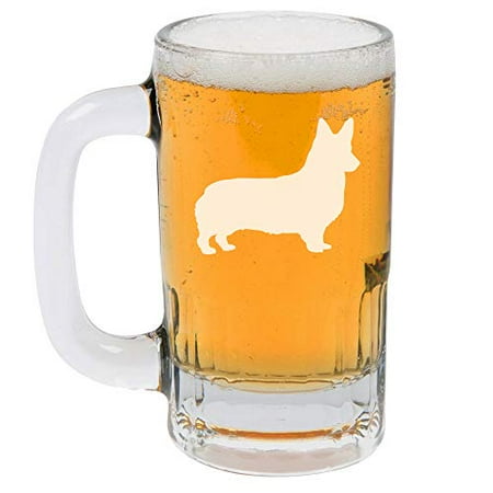 

12oz Beer Mug Stein Glass Corgi