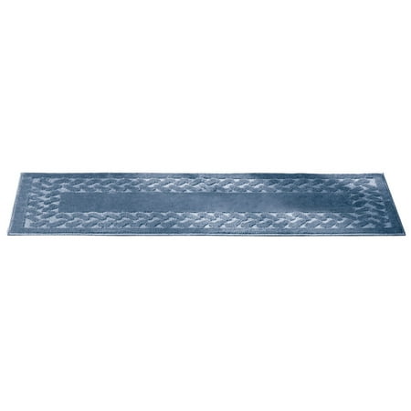 The Maze Runner Saga Herringbone Carpeted Runner Rug, Solid-Colored with Plush Decorative Trim Accents and Skid-Resistant Backing for Long Hallway, Runner, Blue ()