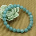 thumbnail image 3 of Natural Blue Amazonite Gemstone 8mm Round Beads Stretch Bracelet 7" Unisex, 3 of 5