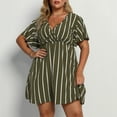 thumbnail image 2 of Sexy Plus Size Dresses for Women Stripes Wrap V Neck Large Bust Summer Short Sleeve Midi Dress Short, 2 of 7