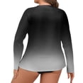 thumbnail image 4 of CIENVNSTG Swim Shirts For Women Plus Size Long Sleeve Gradient Print Rash Guard Loose Fit Swimsuit Top Upf 50+Sun Protection Quick Dry Hiking Swim Shirt Black L, 4 of 5