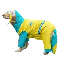 Large Dog Raincoat Hood with Leash Hole, Full Coverage Slicker Dog Rain Coat Hoodie, Waterproof Jacket for Medium Large Dogs Yellow 5XL