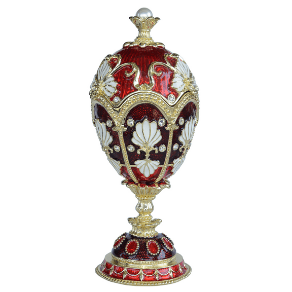 Big Faberge Red Jeweled Trinket Ring Box Easter Egg Metal Trinket Boxes Gifts for Girls
